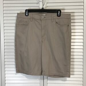 Lee Rider Khaki Midrise Bermuda Stretch Shorts Women 14 M